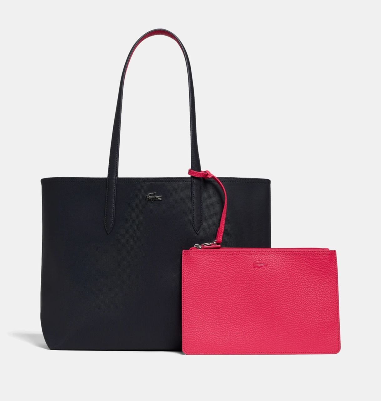 Sac Lacoste Réversible avec Pochette ✨ Noir / Rose fushia 